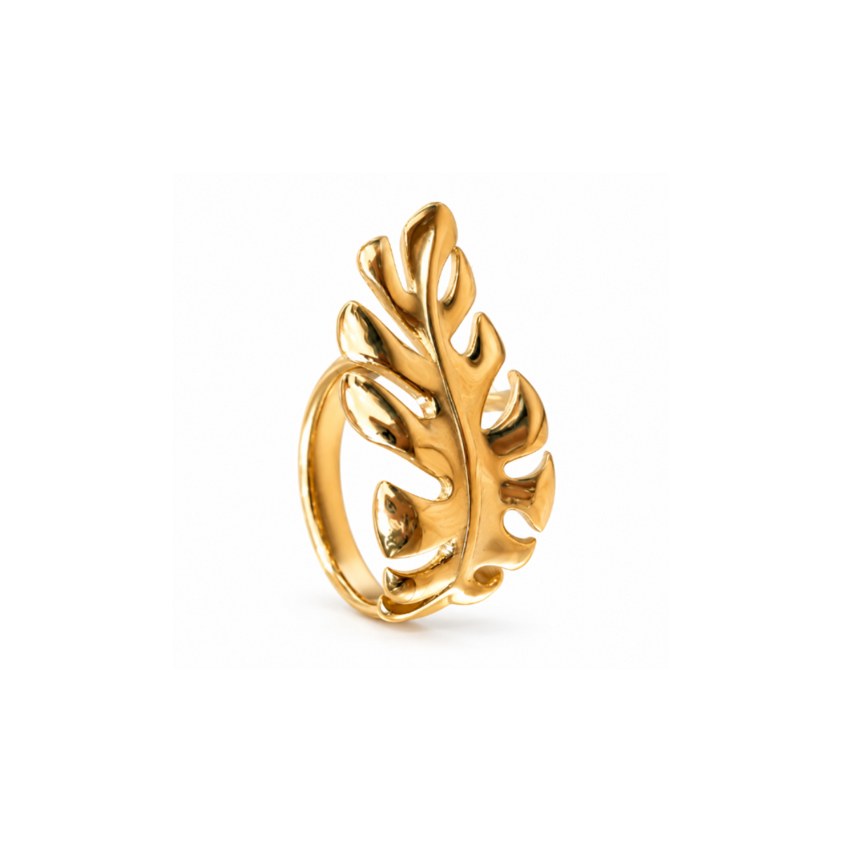 Anti tranish Gold plated Monarch Leaf luxe Ring for adults - 1PC
