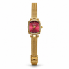 Watches Gold-Tone Square Maroon Dial Mesh Bracelet Watch for Women