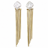 Earrings Gold-Tone Oval Frame Stone Hoop Earrings