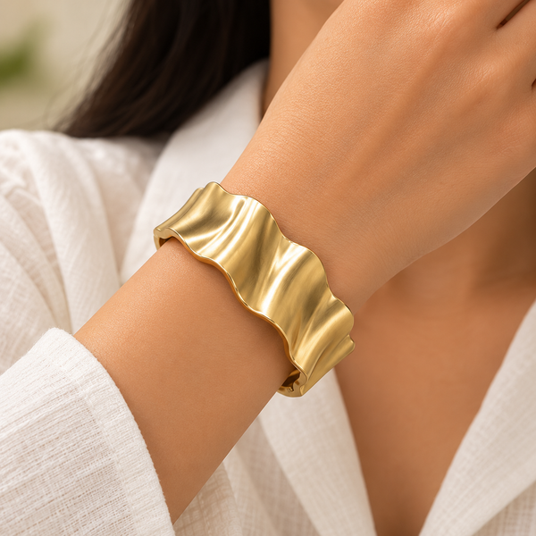 Kadas Gold-Tone Brushed Broad Kada