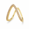 Rings Gold-Tone Crystal-Studded V-Shaped Double-Band Open Design Ring for Women