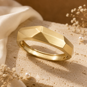 Kadas Gold-Tone Wave-Textured Broad Kada