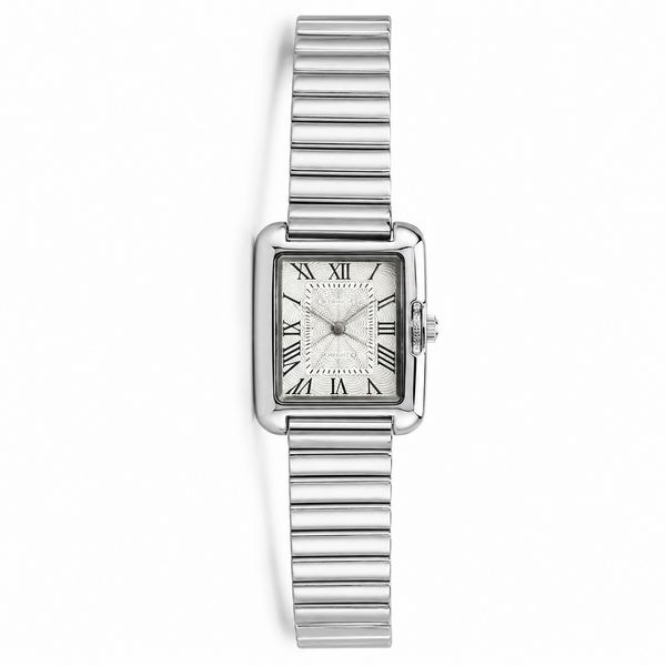 Watches Silver-Tone Square Dial Roman Numeral Bracelet Watch for Women