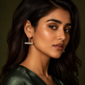 Earrings Gold-Tone Arc Shaped Linear Crystal Earrings - House of Viya