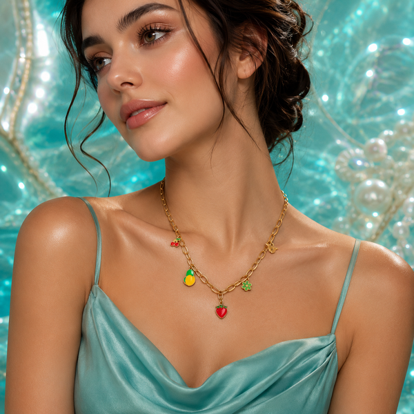 Anti tranish Gold plated 160 No. Chain Link with strawberry hanging chain for adults - 1 Pc