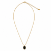 Chain 18K Gold-Plated Slim Chain with Oval Black Stone Pendant
