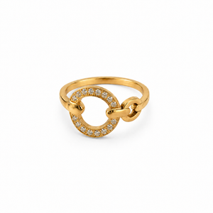 Anti tranish Gold plated circle Orbit charm with CZ stone Rings for adults - 1PC
