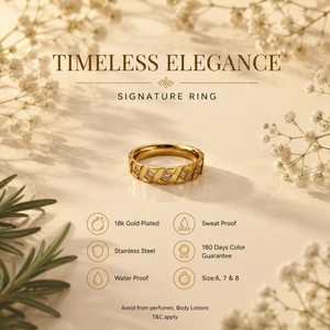 Anti tranish Gold plated Square with CZ stone Rings for adults - 1PC