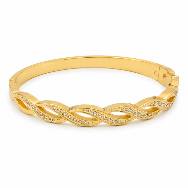 Kadas Gold-Tone Twisted Design Slim Kada for Women