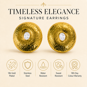 Earrings Gold-Tone Topaz Round Drop Earrings - House of Viya