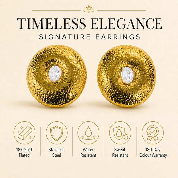 Earrings Gold-Tone Topaz Round Drop Earrings - House of Viya