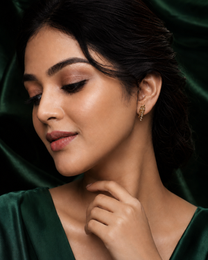 Earrings Pave Leaf Hoop, Emerald Drop & Starburst Stud Earrings Set of 3 Pairs