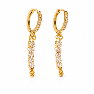 Earrings Gold-Tone Asymmetrical Geometric Crystal Earrings - House of Viya