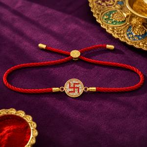 Rakhi Stone-Studded Swasthik Colour Motif Religious Rakhi