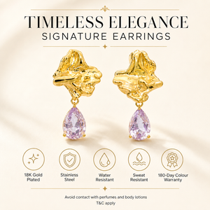 Earrings Gold-Tone Ornamental Filigree Stone Earrings - House of Viya