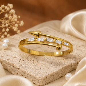 Kadas Gold-Tone Blue Stone-Studded Wrap-Style Slim Kada for Women