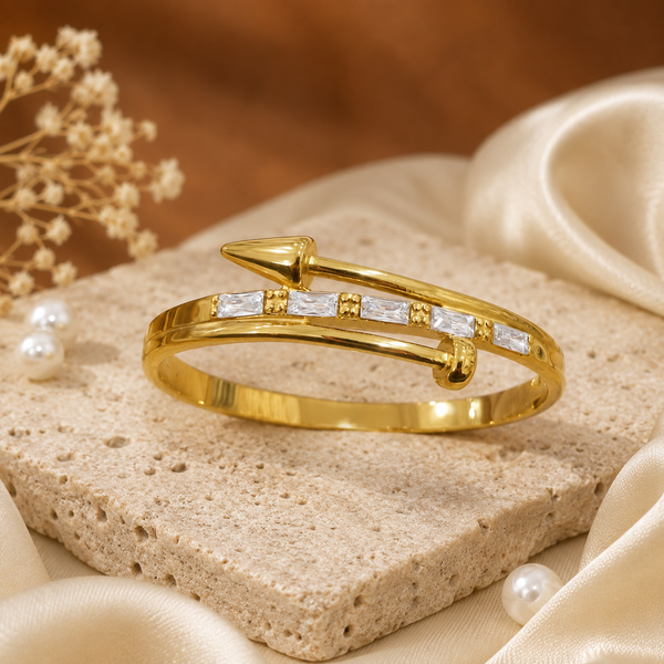 Kadas Gold-Tone Blue Stone-Studded Wrap-Style Slim Kada for Women