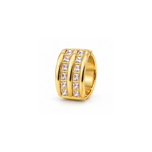 Rings Dual-Tone Polished White Stone Minimalist Ring