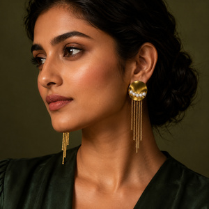 Earrings Gold-Tone Cushion Cut Stone Stud Earrings - House of Viya