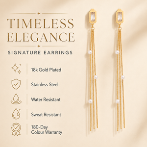 Earrings Gold-Tone Diagonal Bar Linear Stone Earrings - House of Viya