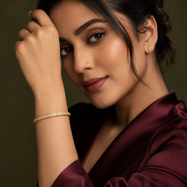 Kadas Gold-Tone Textured Finish Slim Kada for Women - House of Viya