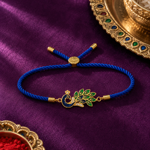 Rakhi Stone-Studded Peacock Motif Floral Design Rakhi