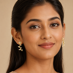 Earrings Gold-Tone Floral Leaf Ear-Climber Earrings