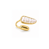 Rings Dual-Tone Polished White Stone Wide Band Ring