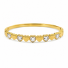 Gold Cluster Diamond Trio Oval Kada for Women | Three Stone Group Stainless Steel Ladies Bangle | Statement Festive Jewellery