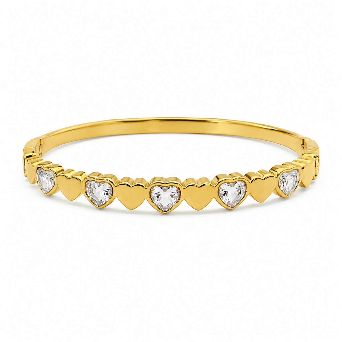 Gold Cluster Diamond Trio Oval Kada for Women | Three Stone Group Stainless Steel Ladies Bangle | Statement Festive Jewellery