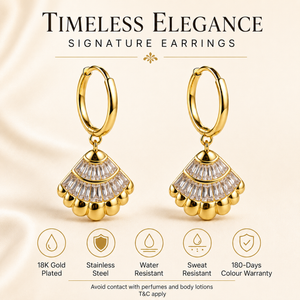 Earrings Gold-Tone Zigzag Pattern Geometric Earrings - House of Viya