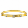 Gold Evenly Spaced Square Solitaire Diamond Oval Kada for Women | Channel Set Single Stone Stainless Steel Ladies Bangle | Premium Festive Jewellery