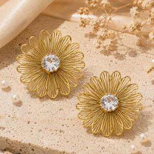 Earrings Gold-Tone Pearl Accent Round Dangle Earrings - House of Viya