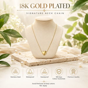 Chain 18K Gold-Plated Minimal Chain with Polished Heart Pendant - House of Viya