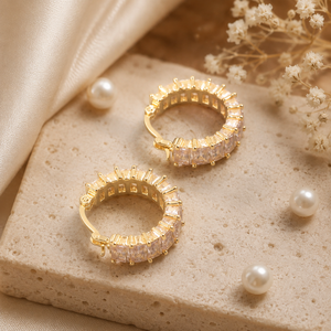 Earrings Gold-Tone Graduated Stone Linear Earrings - House of Viya