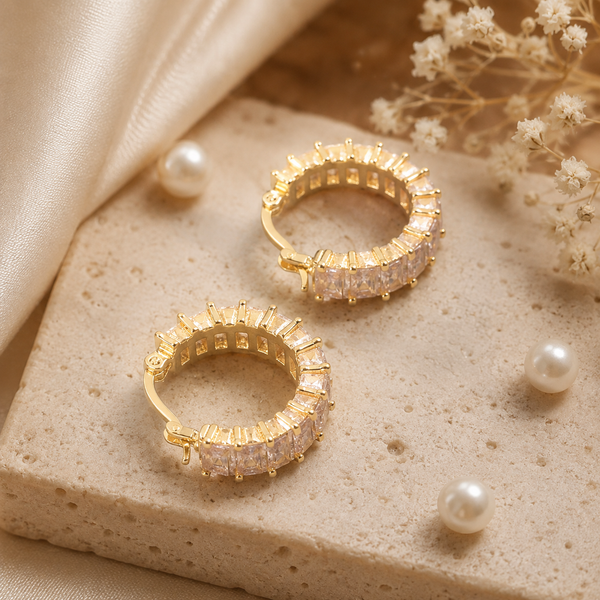 Earrings Gold-Tone Graduated Stone Linear Earrings - House of Viya