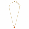 Chain 18K Gold-Plated Slim Snake Chain with Orange Round Pendant