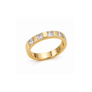 Anti tranish Gold plated 5 Square shaped CZ stone Rings for adults - 1PC