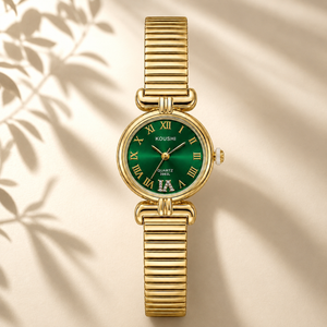 Watches Gold-Tone Pear Shape Green Dial Crystal Stone Bracelet Watch for Women