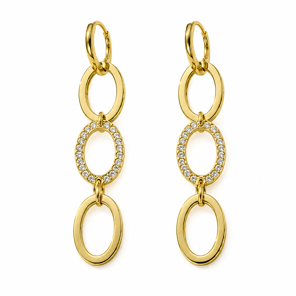 Earrings Gold-Tone Concentric Circle Crystal Earrings