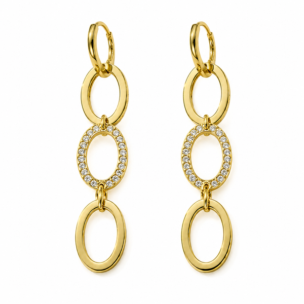 Earrings Gold-Tone Concentric Circle Crystal Earrings - House of Viya