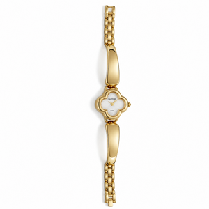 Watches Gold-Tone Clover Shape Dial Chain Bracelet Watch for Women
