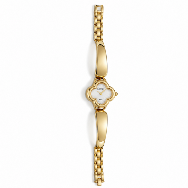 Watches Gold-Tone Clover Shape Dial Chain Bracelet Watch for Women - House of Viya