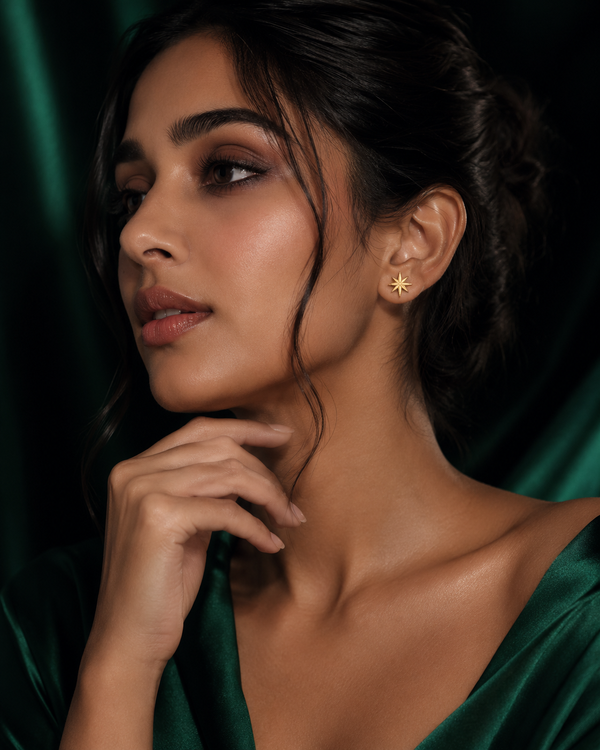 Earrings Pave Leaf Hoop, Emerald Drop & Starburst Stud Earrings Set of 3 Pairs