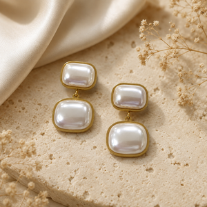 Earrings Gold-Tone Diamond-Cut Teardrop Drop Earrings - House of Viya
