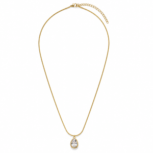 Chain 18K Gold-Plated Delicate Chain with Teardrop White Stone Pendant - House of Viya