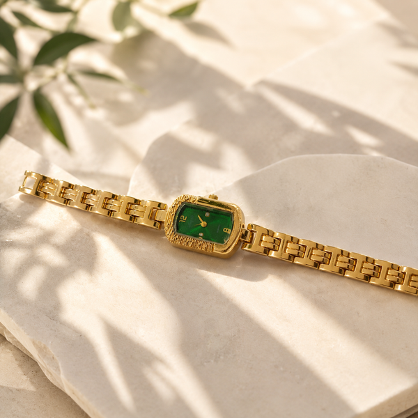 Watches Gold-Tone Rectangular Green Dial Bracelet Watch for Women - House of Viya