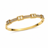 Kadas Gold-Tone Geometric Engraved Pattern Bangle with Polished Finish for Women