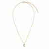 Chain 18K Gold-Plated Fine Chain with Oval White Stone Pendant