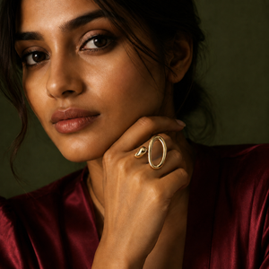 Anti tranish Gold plated Oval Loop Rings for adults - 1PC